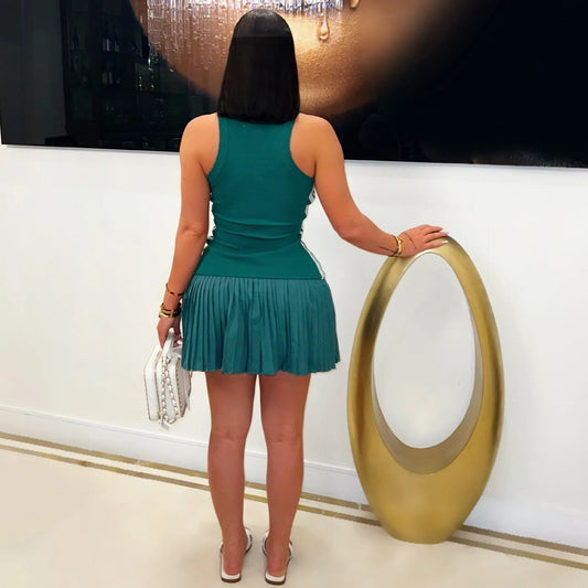 “Velocity Vixen” – Women’s Sleeveless Stretch Mini Dress for Summer Sports & Street Heat (2025 Limited Drop)