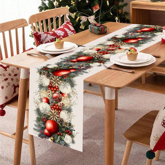 FestiveFeast Christmas Table Runner – Merry Christmas Home Decoration 2025–2026, Holiday Dining Table Decor & New Year Ornament 🎄✨