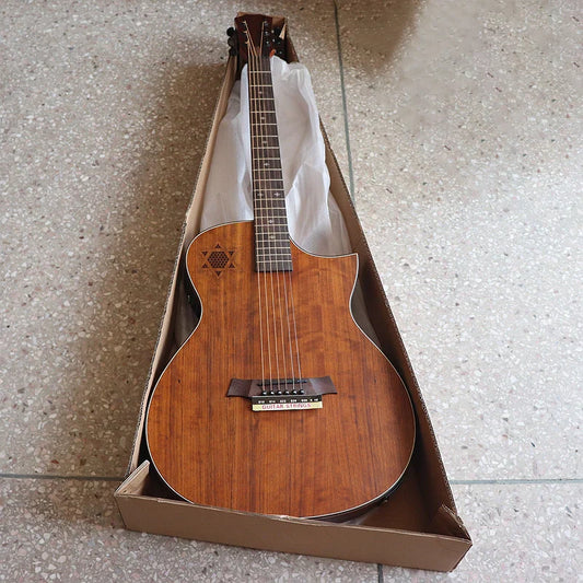 40 Inch Hickory Wood Acoustic Electric Guitar – 6 String Matte Finish Folk Rock Instrument With Technical Wood Fingerboard