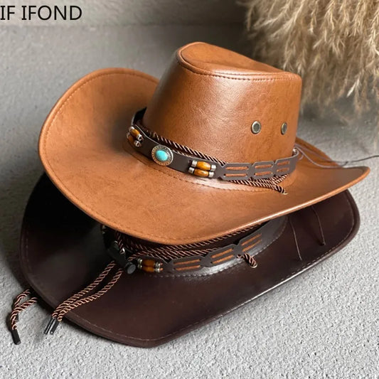 Rebel Range Faux Leather Cowboy Hat – Vintage Swagger for Wild Souls