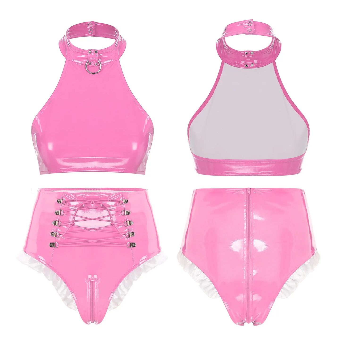 π€ Midnight Voltage: Moto & Biker Latex-Style Clubwear Set βοΈ