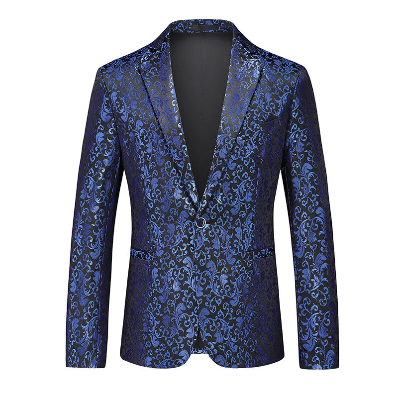 "Sleek Elegance" Men's Jacquard Blazer – Summer Single-Breasted Thin Dress Suit Jacket for Weddings, Banquets, and Business Social Events