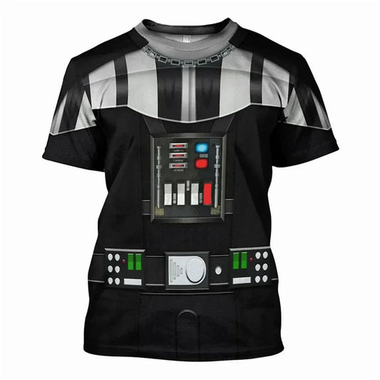Galactic Shadow 3D Darth Vader Cosplay Tee – Unisex Summer Streetwear T-Shirt | Lightweight Polyester Knit, Full-Print Pull-On Top