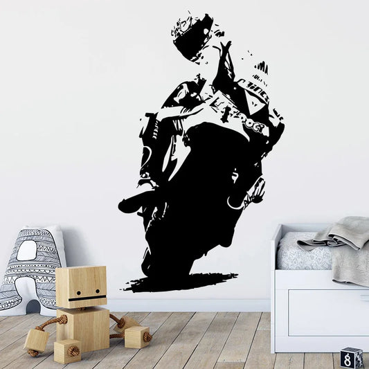 âThrottle Therapyâ â Superbike Wall Sticker Vinyl Decal (Heavy Metal Home Decor for Boys, Bikers & GTA-Level Rooms)