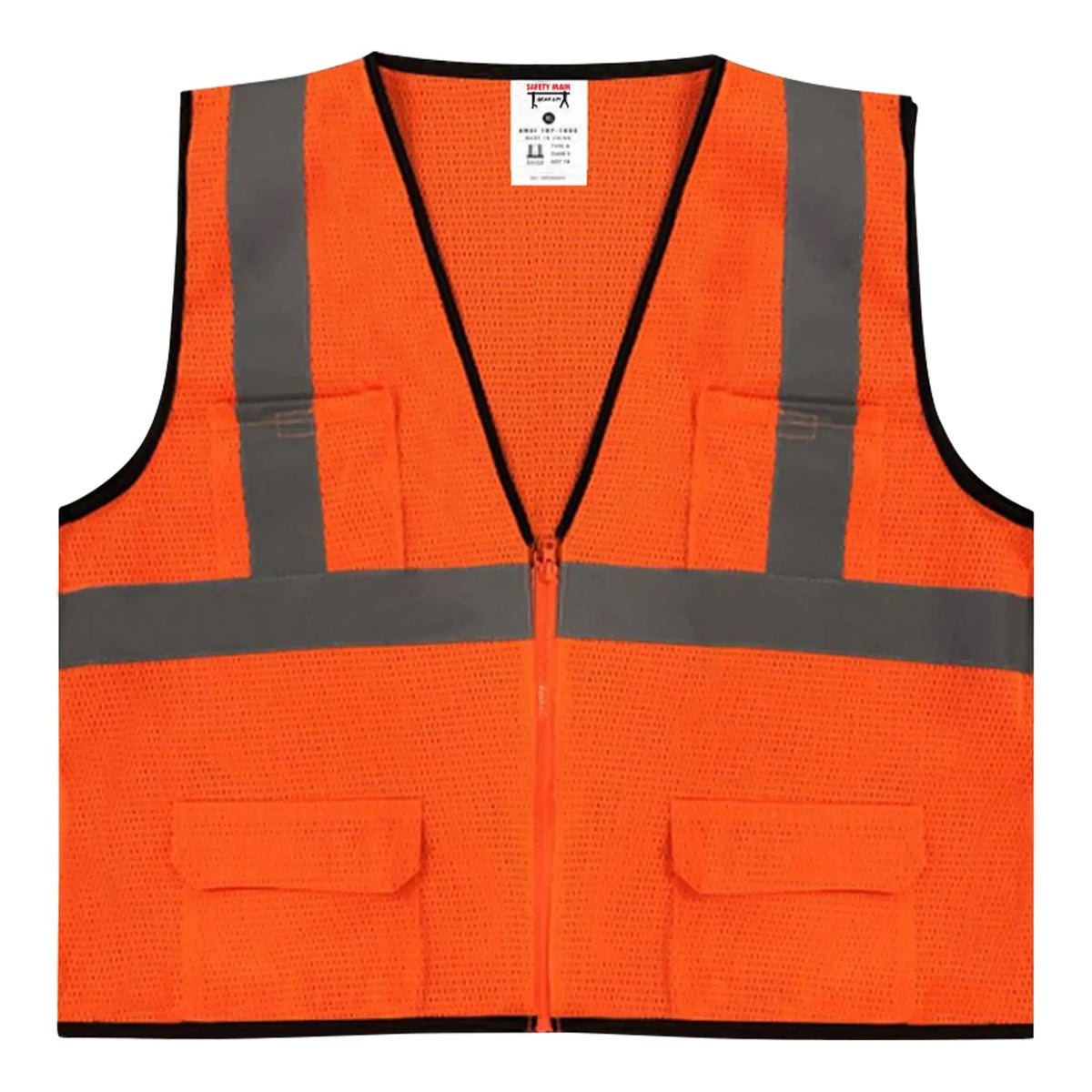 Safety Main 05EAMO Economy Vest, Class 2, All Mesh, Hi-Vis Orange, Pack of 5