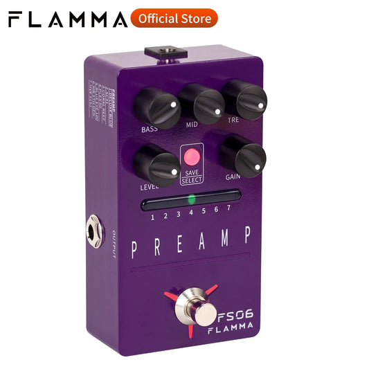 ⥠FLAMMA FS06 Tone Reaper Preamp Pedal â 7-Channel Digital Amp Simulator with Preset Slots, Dual Modes & Built-In Cab Simulation