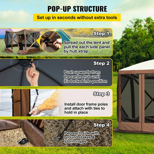 ⥠VEVOR PIT LORD POP-UP GAZEBO | 6-Sided Heavy Metal Sun Shelter for the Wild âĄ