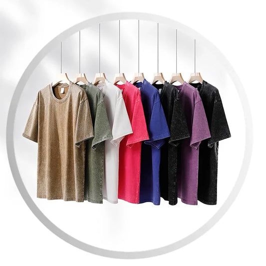 250gsm Vintage Acid Wash Punk Tee – Retro Streetwear T-Shirt for Men & Women | Harajuku Hip-Hop Grunge Cotton Short Sleeve | Namou Drane Exclusive