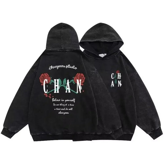 Vintage Gothic Skeleton Hoodie – Y2K Streetwear Sweatshirt with Bold Letter Print, Cotton Long Sleeve Pullover