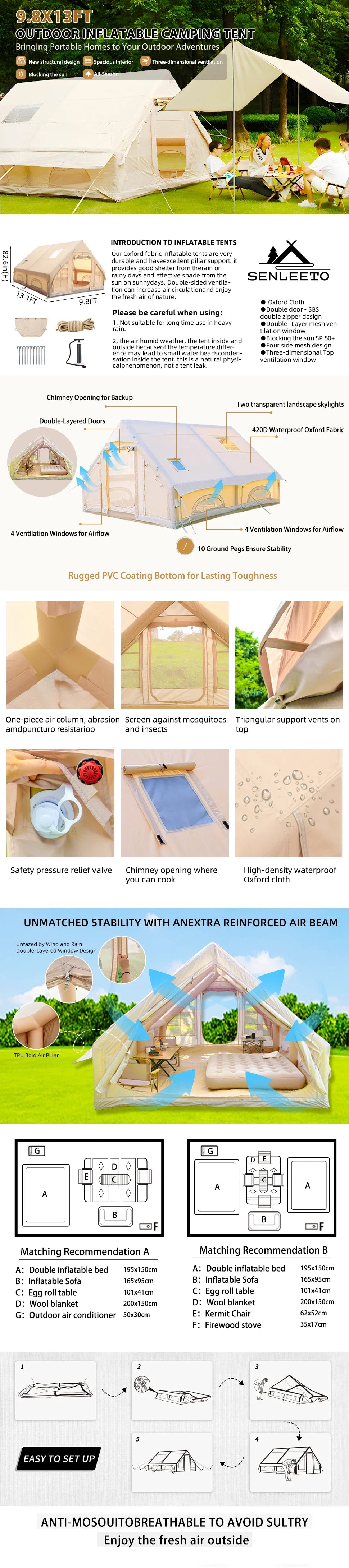 "The HexDome 129" – Battle-Ready Inflatable Fortress Tent for 8-10 Souls | Instant Setup Apocalypse Shelter with Pump