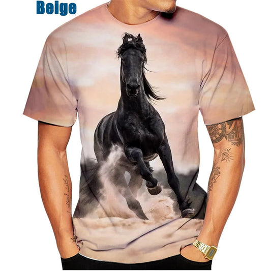 New Fashion 3D Printed Animal Horse T-Shirt for Men and Women – Creative Casual Tee, Lightweight & Quick-Dry
