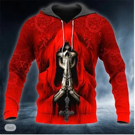 Men's 3D Skull Hoodie Sweatshirt – Skull Head Print Pullover for Autumn Fashion