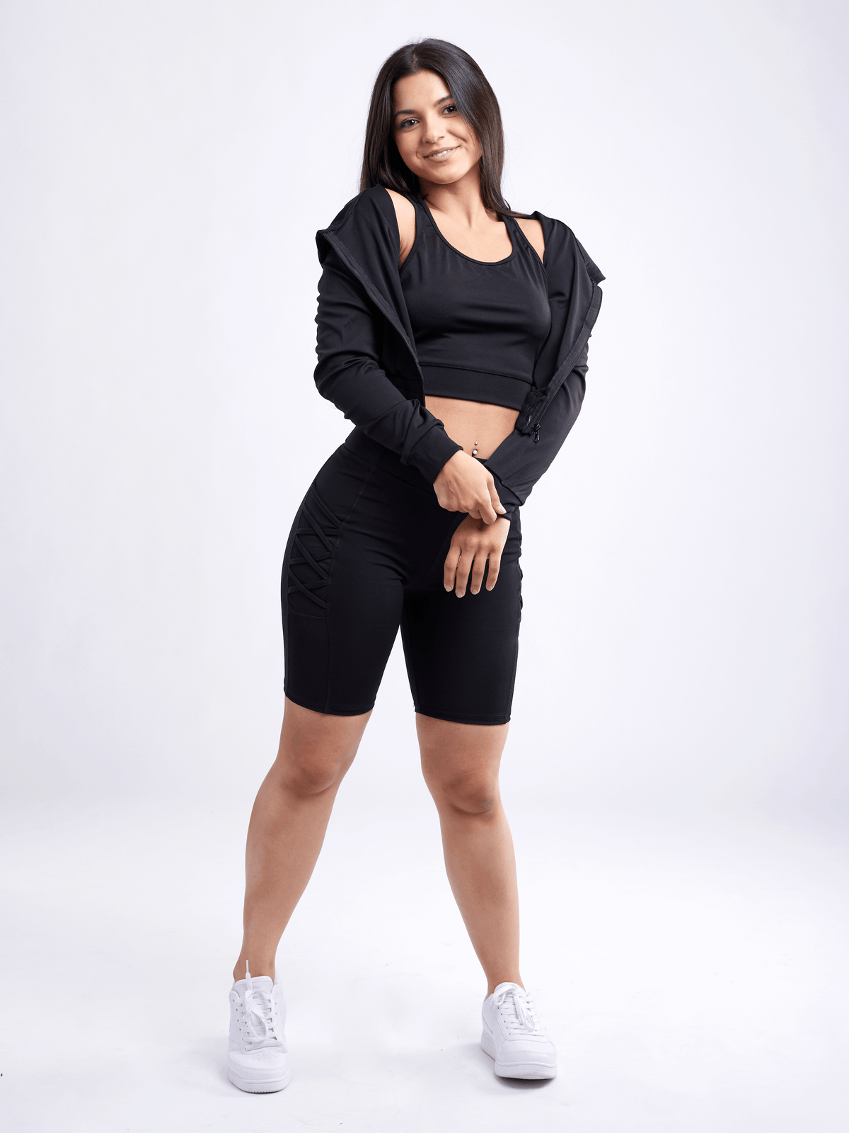 JupiterGear High-Waisted Workout Shorts with Pockets & Criss Cross Design