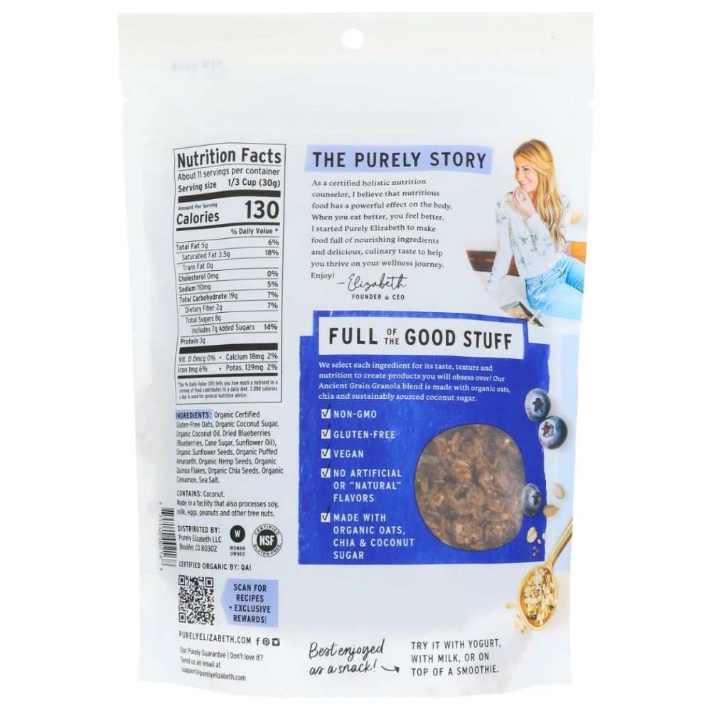 PURELY ELIZABETH: Blueberry Hemp Ancient Grain Granola, 12 oz