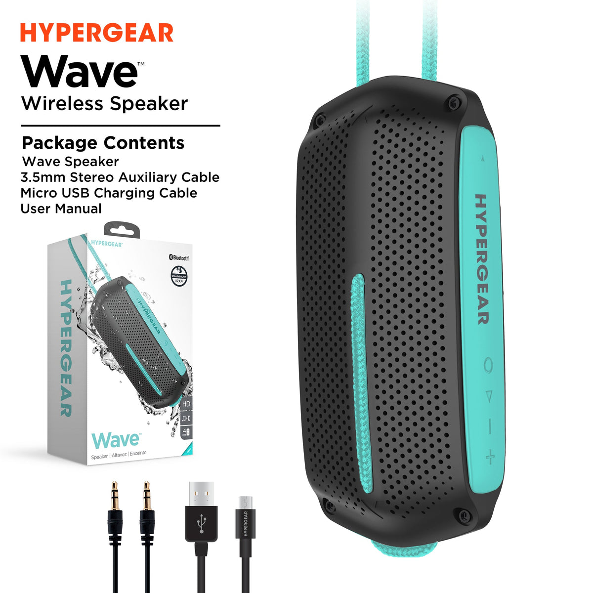HyperGear Wave Water Resistant Wireless Speaker with Extended Battery Life