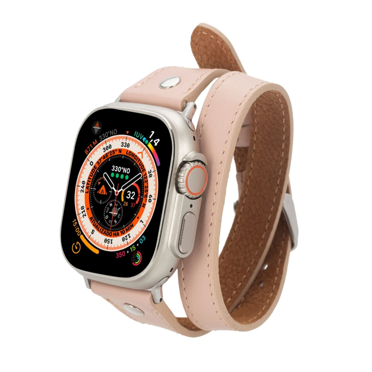 Basin Double Tour Leather Bands for Apple Watch 9, Ultra 2 and SE
