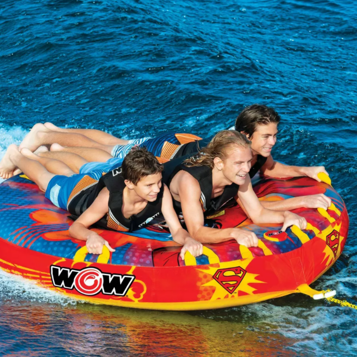 WOW Sports DC Comics Superman 3-Person Soft Top Deck Tube Towable