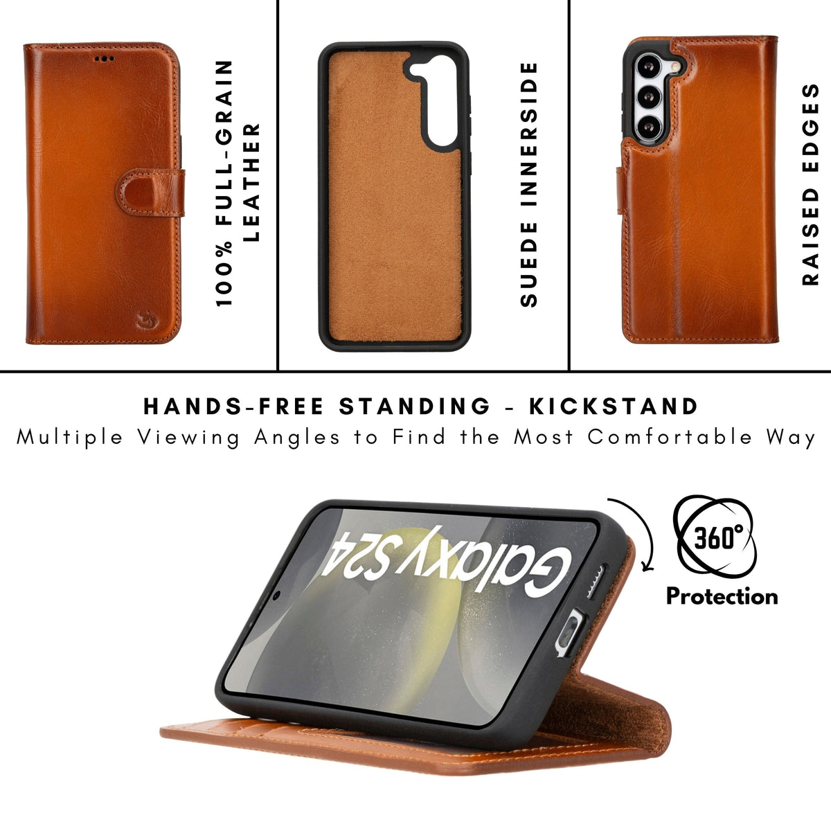 Buffalo Leather Samsung Galaxy S24 Plus Wallet with Detachable Case
