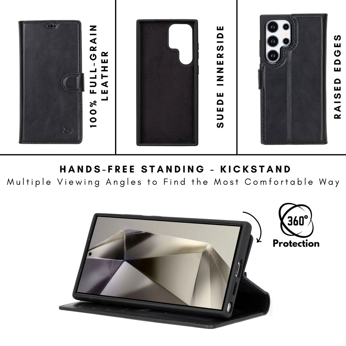 Buffalo Leather Samsung Galaxy S24 Ultra Wallet with Detachable Case