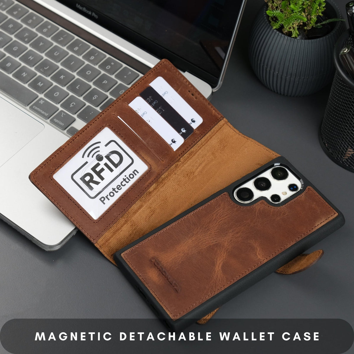 Buffalo Leather Samsung Galaxy S24 Ultra Wallet with Detachable Case