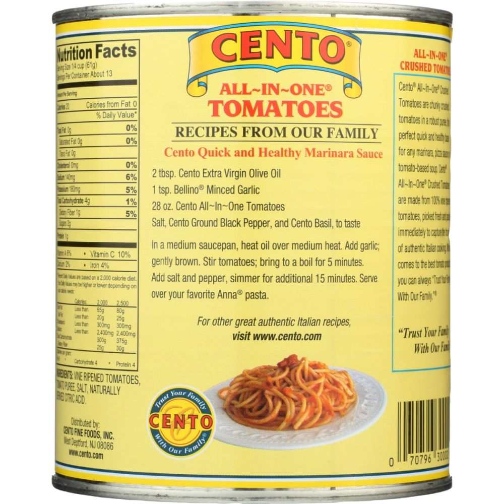 CENTO All In One Crushed Tomatoes - For Chili Marinara Recipes 28 oz
