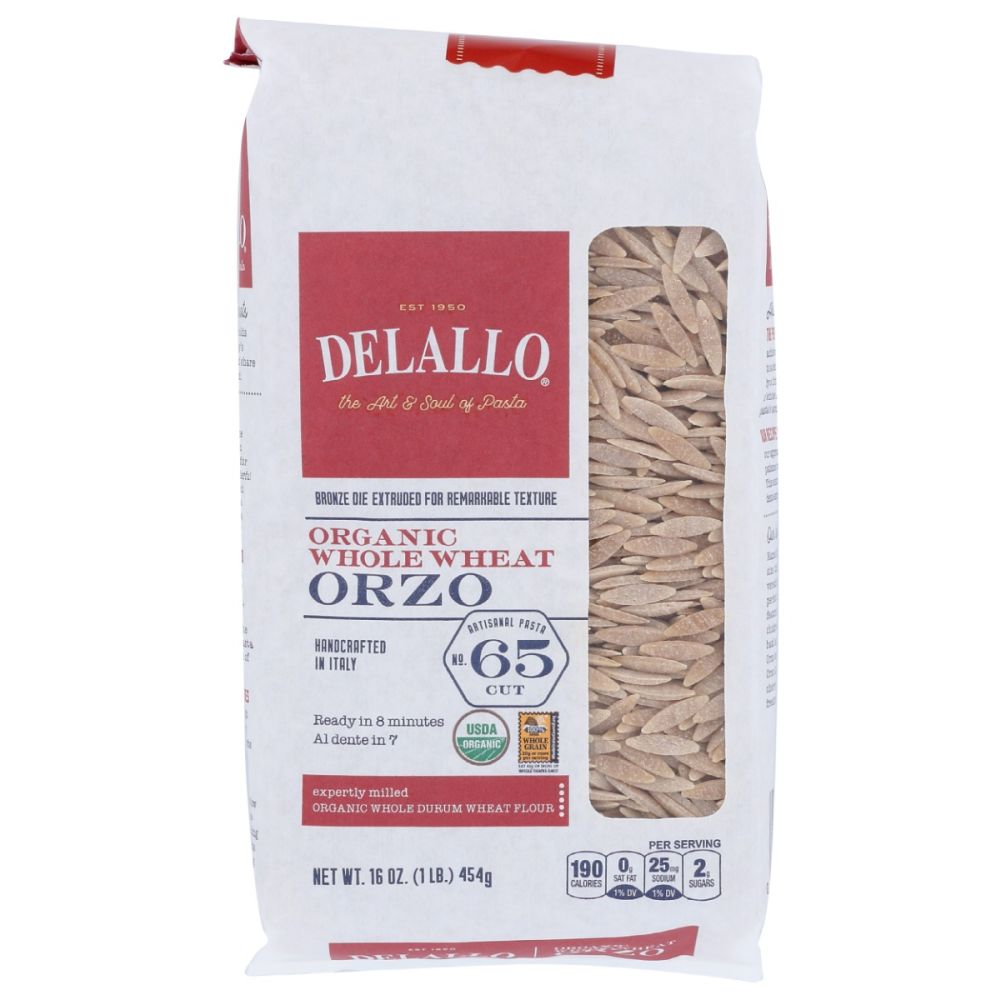 DELALLO: Whole Wheat Orzo Pasta, 16 oz