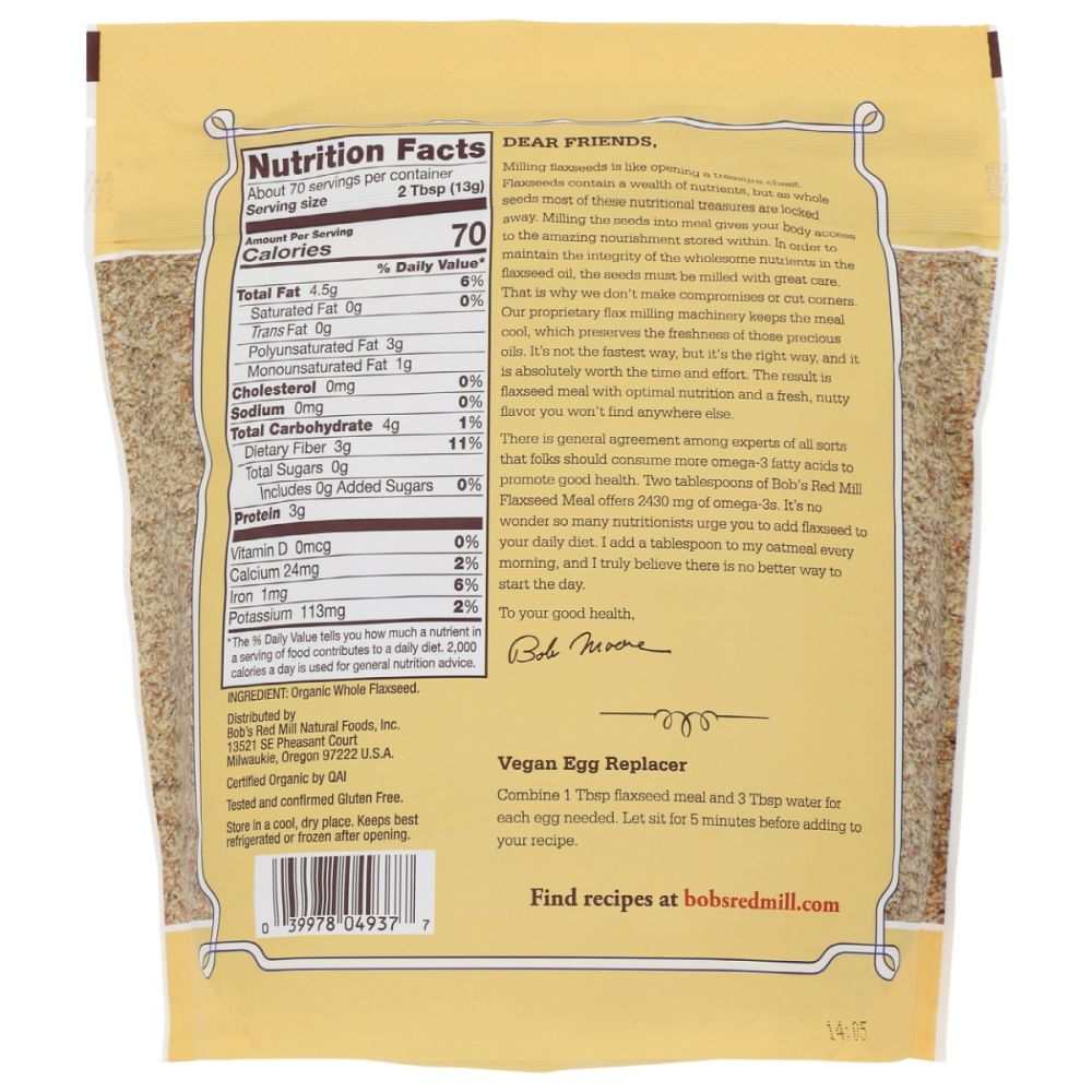 BOBS RED MILL: Organic Brown Flaxseed Meal, 32 oz