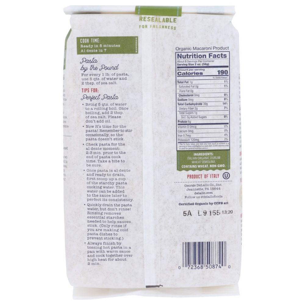DELALLO: Organic Gemelli Noodles, 16 oz