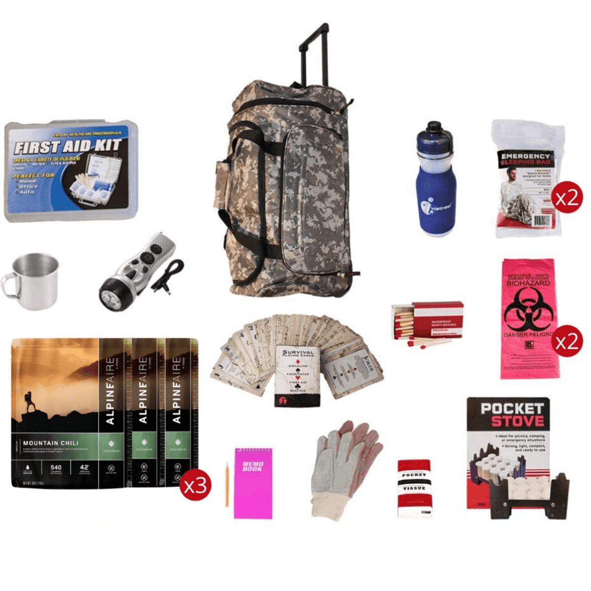 WSK 3-Day Food Storage Emergency Survival Kit with Rolling Bag
