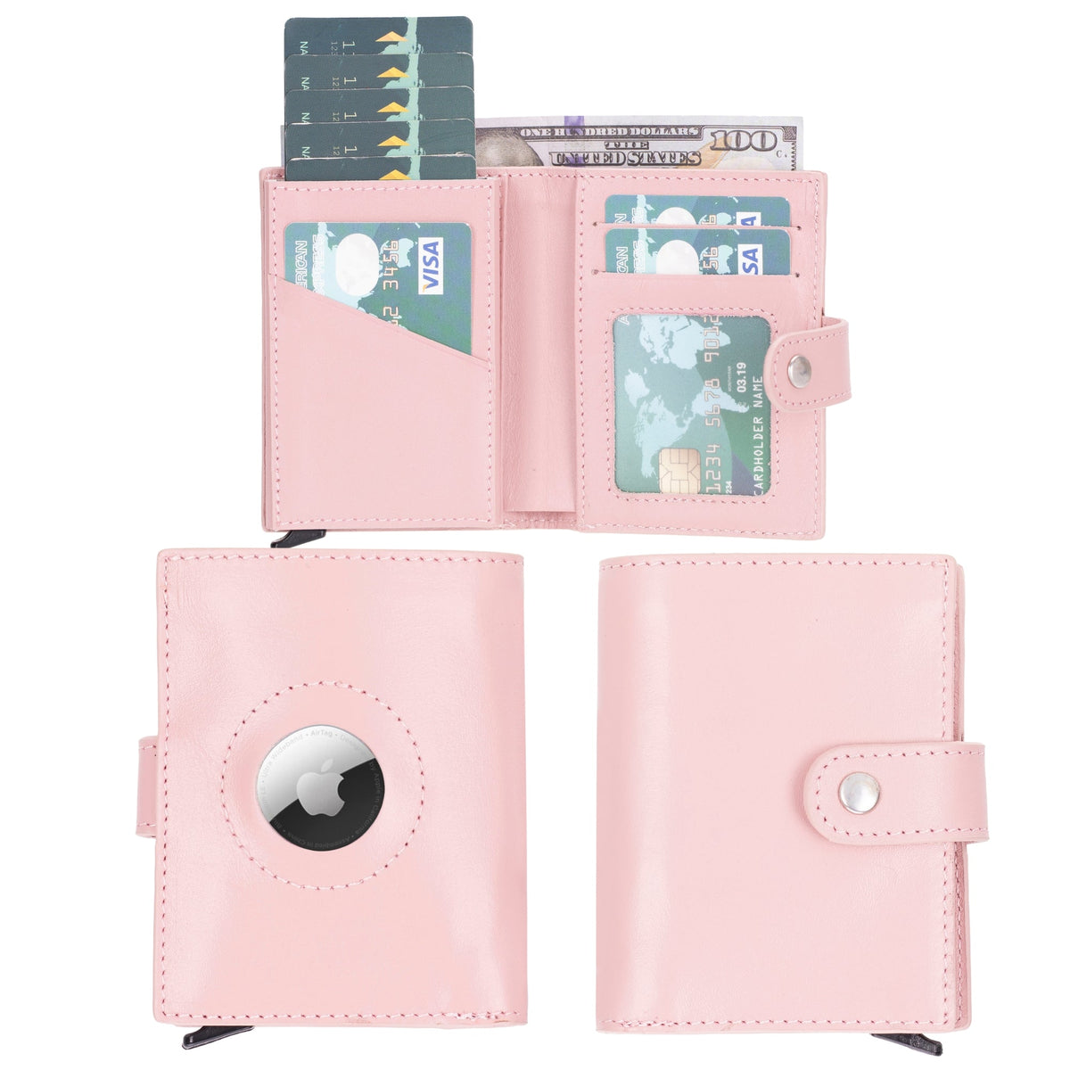 Douglas Genuine Leather Pop-Up Wallet with AirTag Slot - RFID Blocking Cardholder