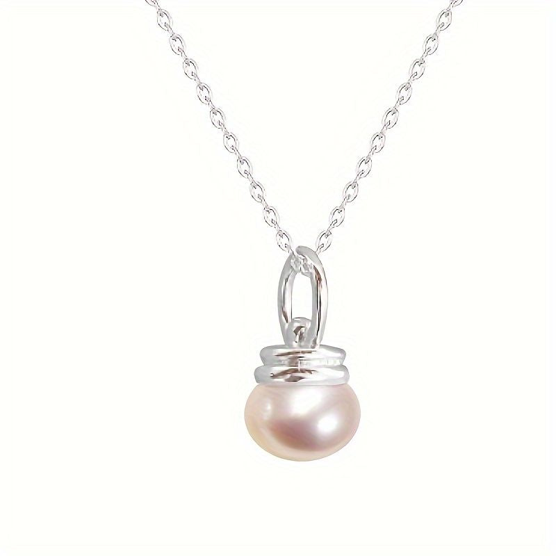 "Elegant Silver Freshwater Pearl Pendant Necklace - Timeless Sophistication for Every Occasion"