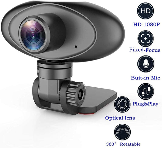 HD 1080P Webcam Noise Reducing Microphone Widescreen Rii RC100 USB Computer Desktop Camera for Video Calling Streaming Recording Conferencing Gaming 360° Rotat Low-Light Correction
