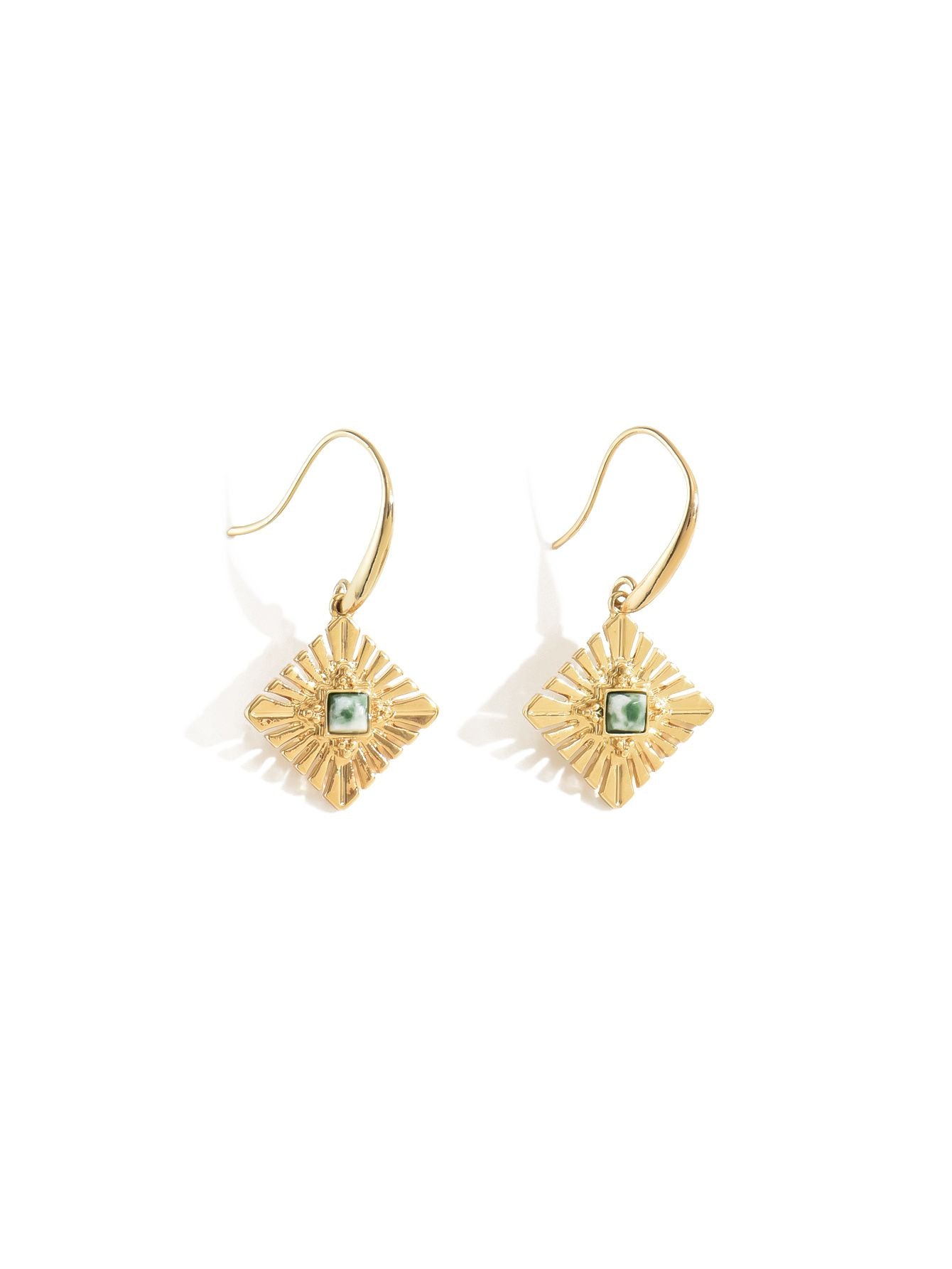"Geometric Gold Sunburst Drop Earrings – Chic and Lightweight Earrings for a Bold, Modern Look"