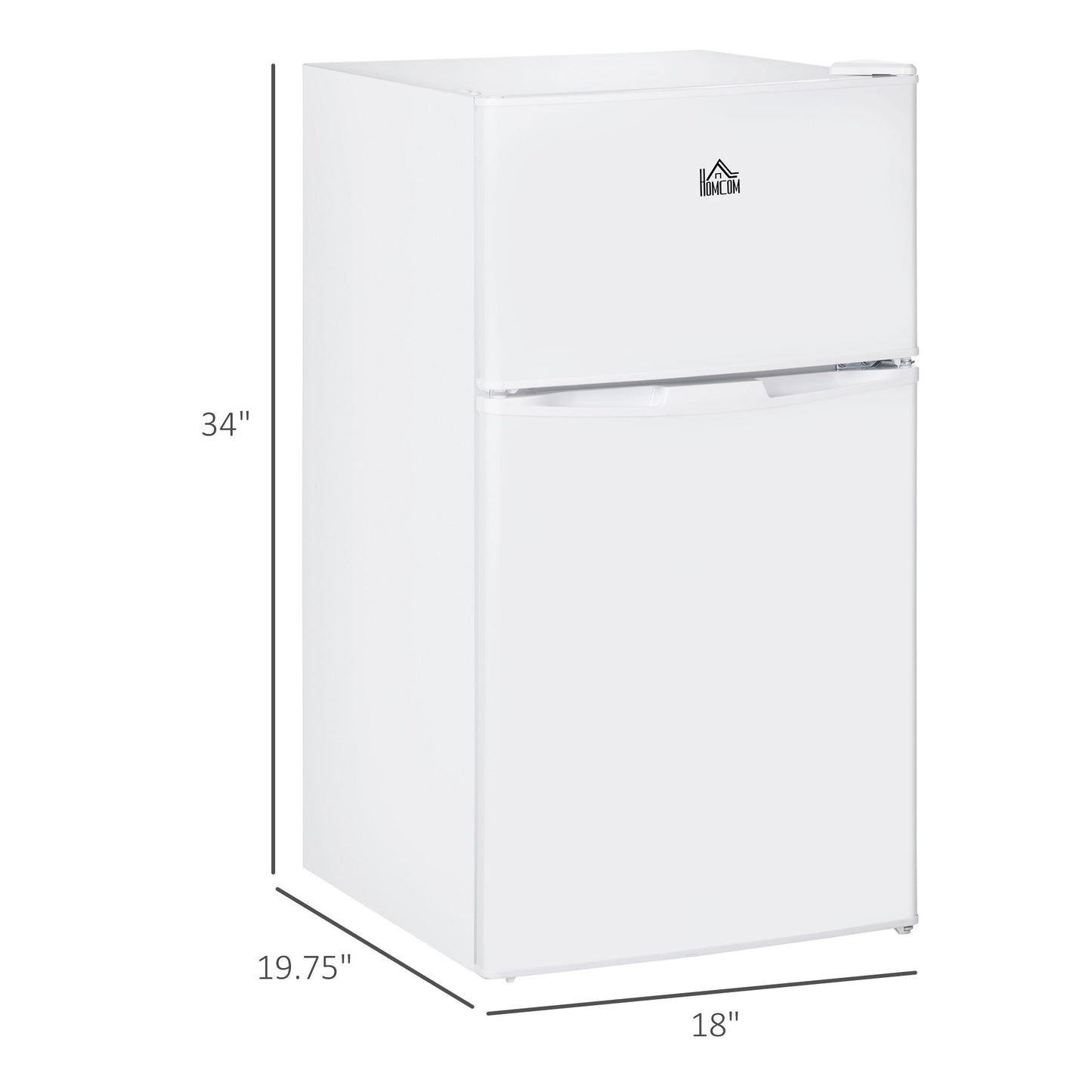 Double Door Mini Fridge with Freezer, 3.2 Cu.Ft Compact Refrigerator with Adjustable Shelf, Adjustable Thermostat and Reversible Door for Bedroom, Dorm, Home Office, White