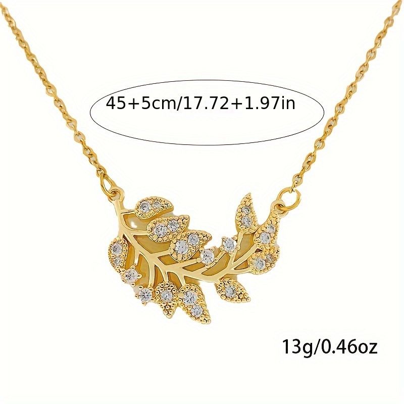 "Necklace with leaves and diamond zircon clavicle necklace for women engagement date gift for girlfriend"