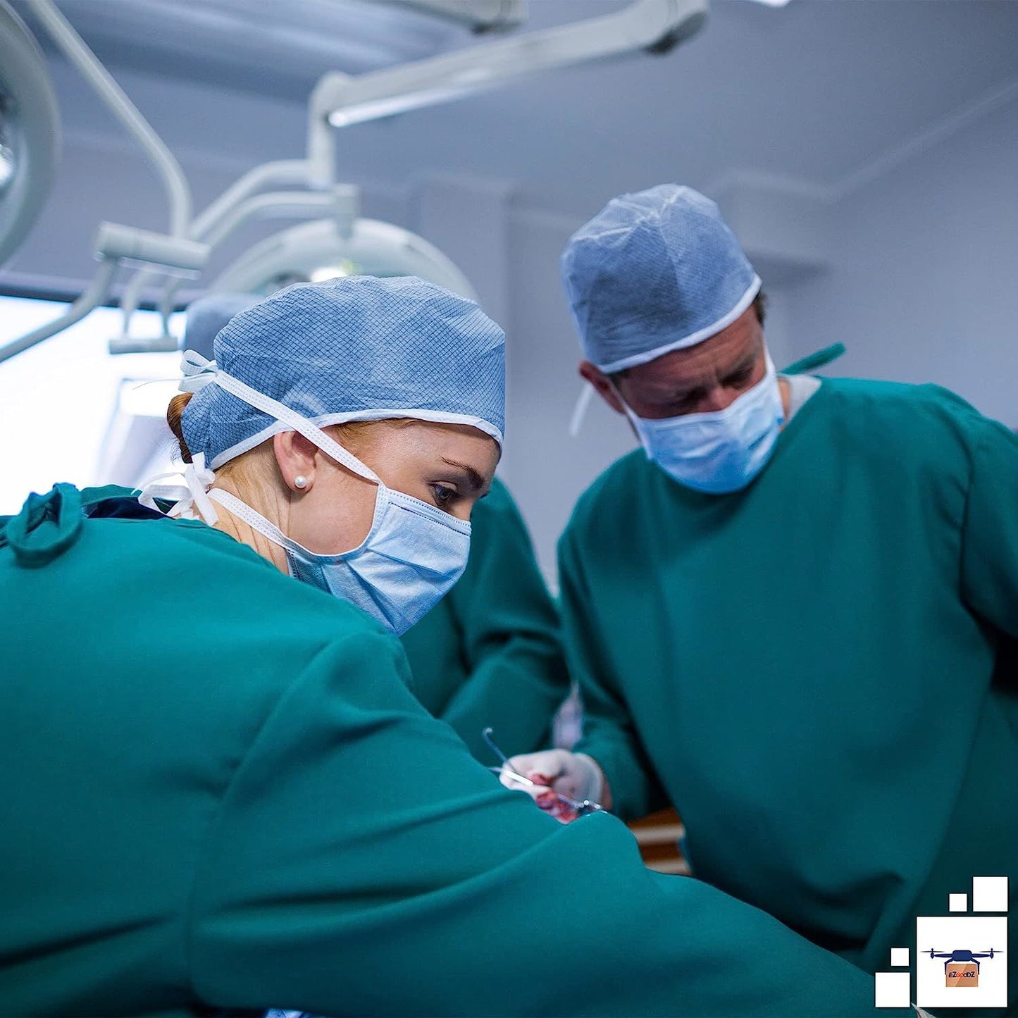 Blue Disposable Surgical Cap. Pack of 100 Disposable Hair Covers PP 30 GSM; Nurses Head Coverings for Surgical Personnel. Scrub Cap for Clinics. Surgical Hairnets with Stationary Ties.