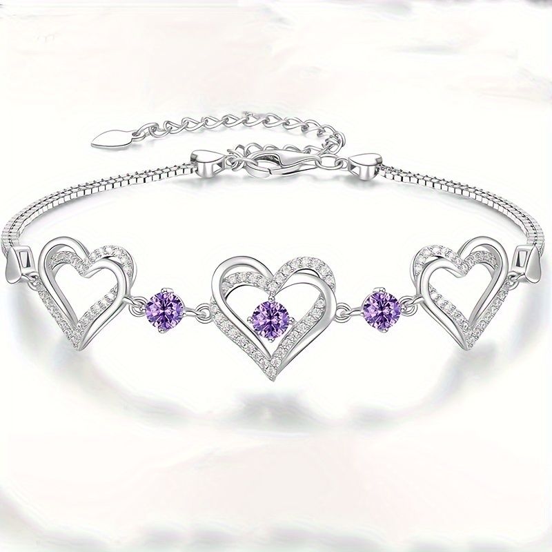 Elegant Heart-Shaped Zircon Bracelet - Sparkling Charm for Everyday Wear