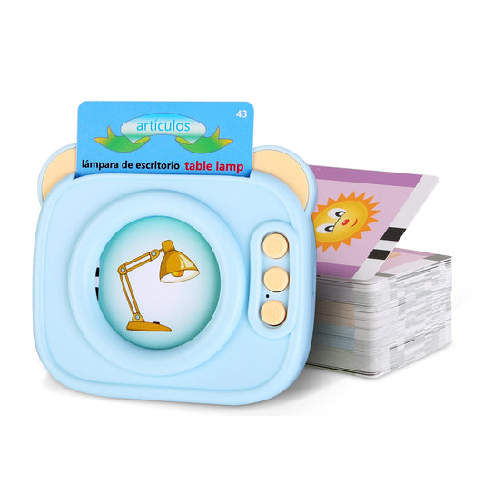 Spanish & English Talking Flash Cards 224 Sight Words Bilingual Flash Cards Rechargeable Card Early Education Device Educational Toy for Boys Girls Aged 1 2 3 4 5 6 7 8 Years Old