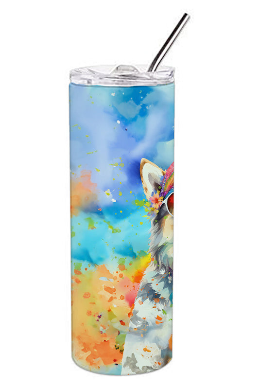 Alaskan Malamute Hippie Dawg Stainless Steel Skinny Tumbler Vacuum Double Walled Reusable Insulated Tumbler Travel Cup for Coffee Cocktails Gift with Lid, 20 oz