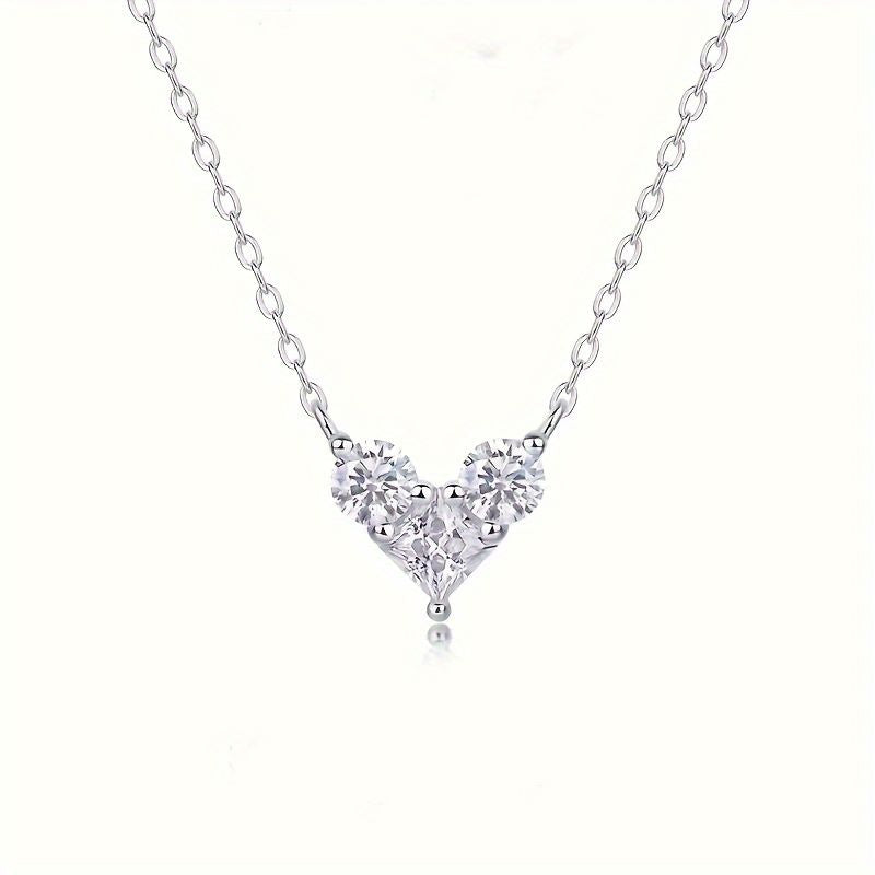 "Sterling Silver Moissanite Heart Necklace Moissanite Necklace for Women Wedding Engagement Necklace Love Jewelry Gifts for Her"