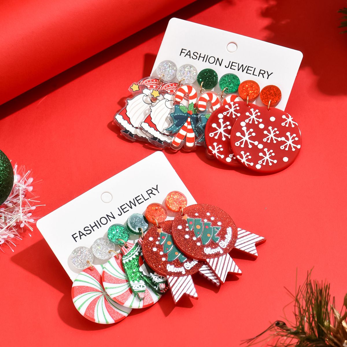 Christmas-Themed Acrylic Earrings - Spread Holiday Cheer with Style