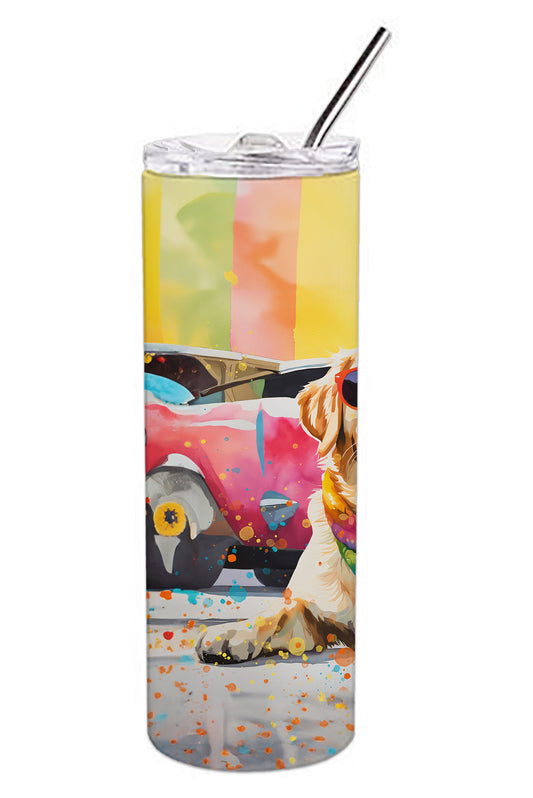 Yellow Labrador Hippie Dawg Stainless Steel Skinny Tumbler Vacuum Double Walled Reusable Insulated Tumbler Travel Cup for Coffee Cocktails Gift with Lid, 20 oz