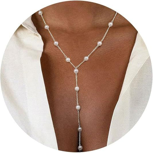 Women's Pearl Necklace - 14 Gold Plated Delicate Pearl Necklace Simple Gold Pearl Necklace Everyday Simple Women's Necklace