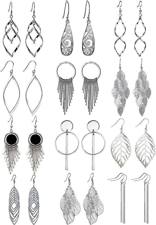 12 Pairs Drop Dangle Earrings boho Fashion Jewelry Vintage Statement Boho Bohemian Earrings Set for Women Girls