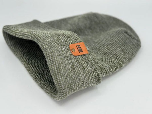 Haakwear Theta Stitch Fusion Cuffed Beanie (Patent Pending Design)-Gray/Green, Made in USA