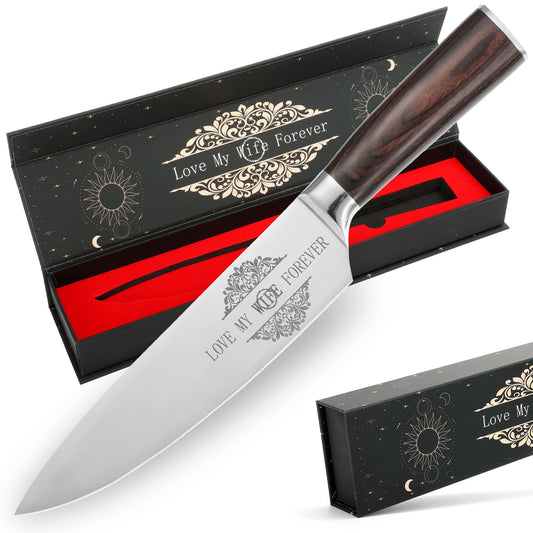 Gifts For Dad, Mom, Wife, Husband 8 Inch Chef Knife For Fathers Day Dad,Valentines Day, Mothers Day Gifts, Japanese 5cr15mov Kitchen Gyuto Chef Knives With Sheath