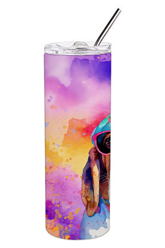 Basset Hound Hippie Dawg Stainless Steel Skinny Tumbler Vacuum Double Walled Reusable Insulated Tumbler Travel Cup for Coffee Cocktails Gift with Lid, 20 oz