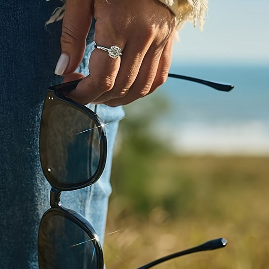 Solitaire Moissanite Engagement Ring, 1CT D Color VVS1 Clarity, 18K White Gold Plated, Ideal Gift for Women