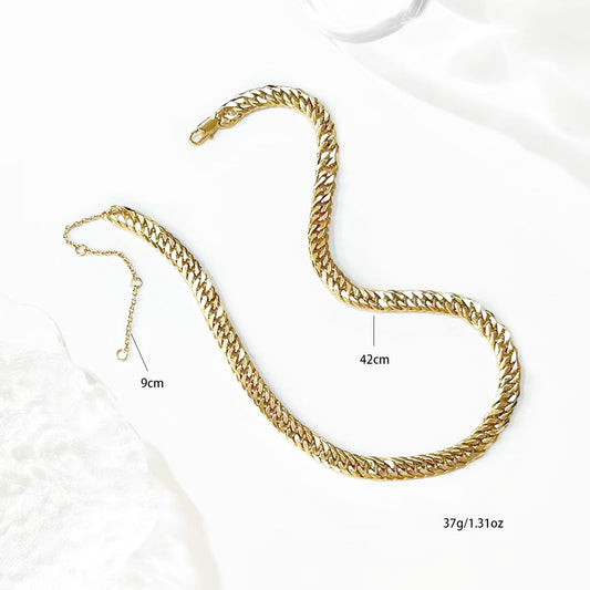 "Italian Gold Plated Chain Men's Necklace, 5mm Cuban Chain Men's Necklace, Strong, Comfortable, Shiny 18 Inch"