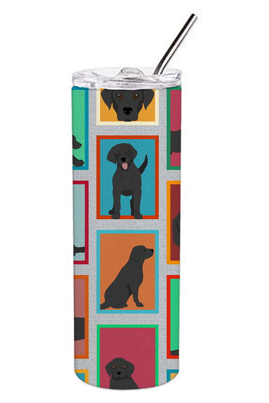 Lots of Black Labrador Retriever Stainless Steel Skinny Tumbler Vacuum Double Walled Reusable Insulated Tumbler Travel Cup for Coffee Cocktails Gift with Lid, 20 oz